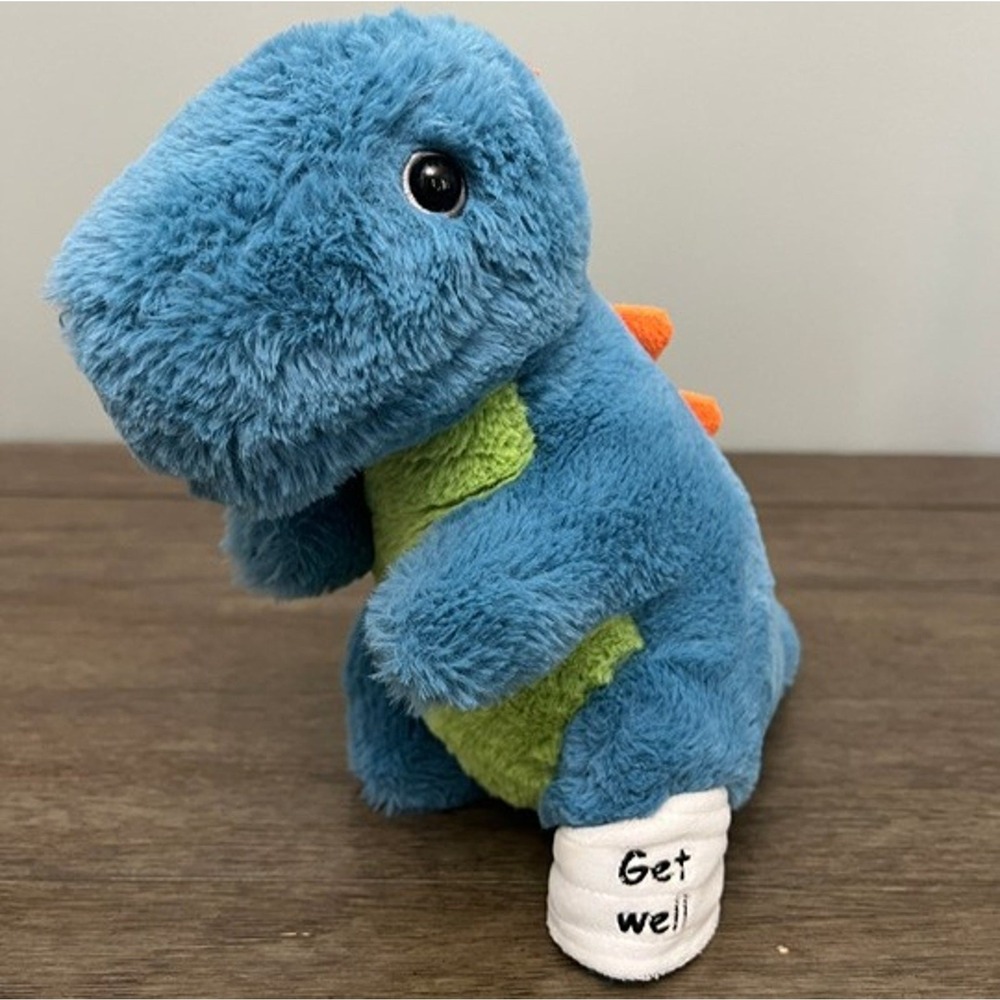Aurora World Blue T-Rex Dinosaur Get Well Soon Plush Stuffed Animal Toy Cast
